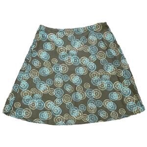 i.e. Relaxed Cotton A-Line Full Skirt Mandala Print Blue Yellow Neutral, Size 6P